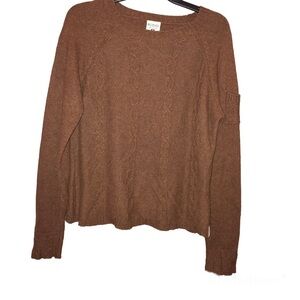 Columbia Cable Knit Pocket Cable Knit‎ Angora Sweater Brown Medium